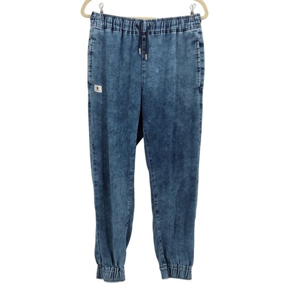 Ripton & Co. Womens Medium Pants Joggers Faux Denim Acid Stone Wash Drawstring - Picture 9 of 9